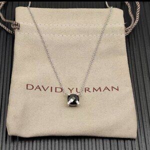 David Yurman Silver Pave Black Spinel Mini Crossover Necklace